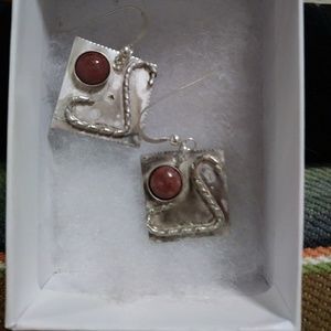 Sterling/red jasper earrings